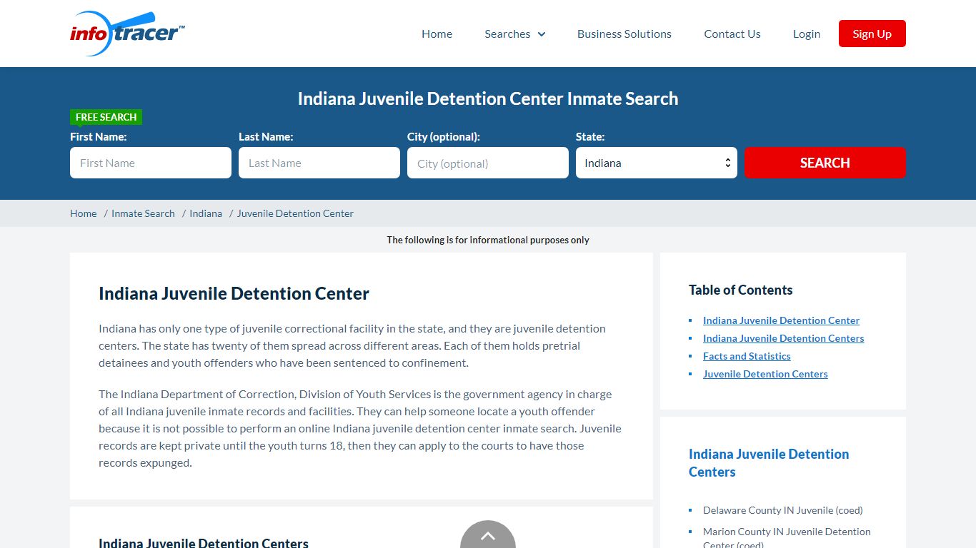 Indiana Juvenile Detention Center Inmate Search - Infotracer.com