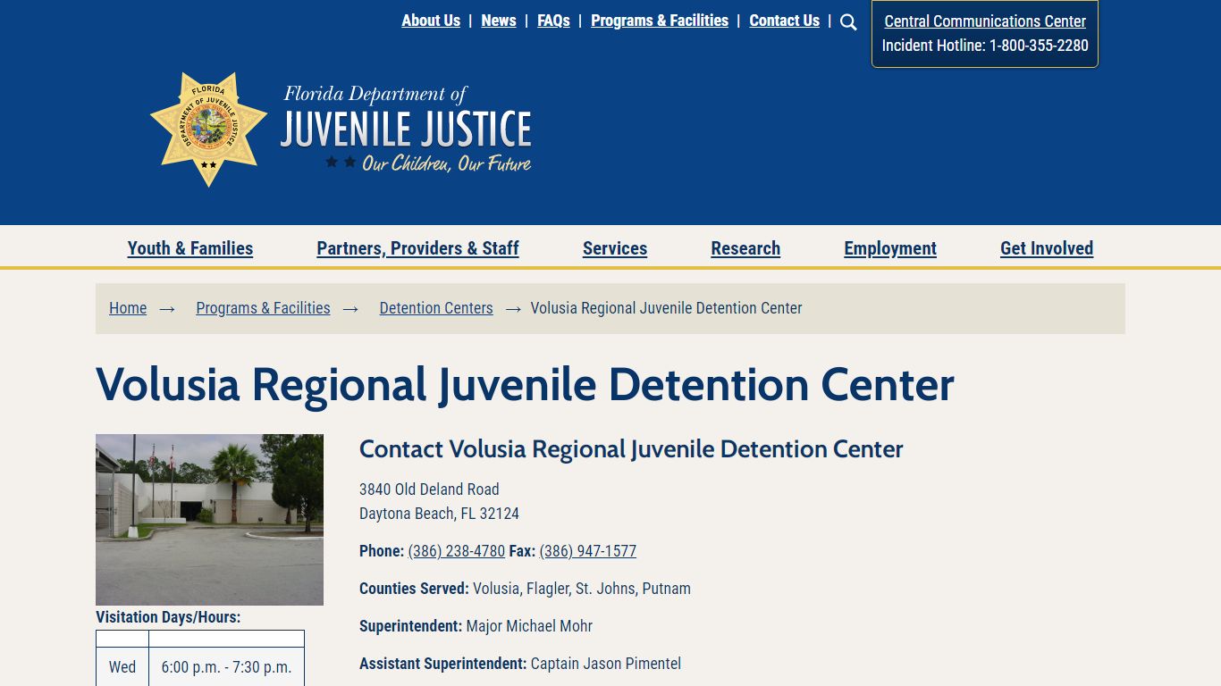 Volusia Regional Juvenile Detention Center - Florida Department of ...