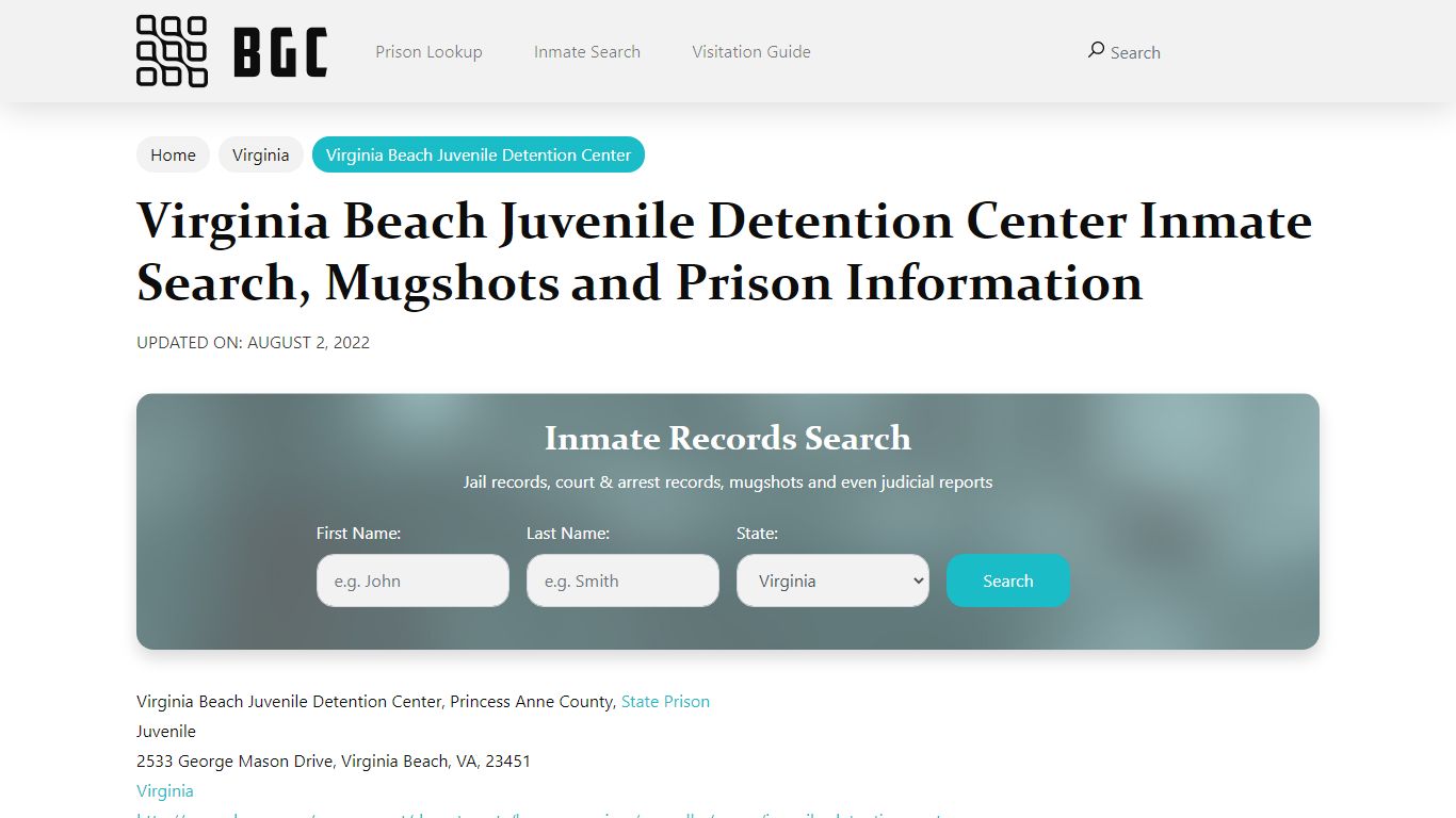 Virginia Beach Juvenile Detention Center Inmate Search, Mugshots ...